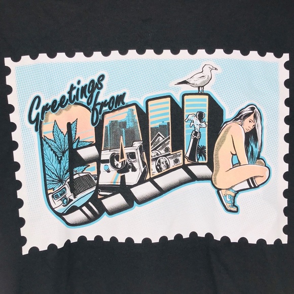 2 Shirts Black Greetings From Cali/Maroon Gas-mask - Picture 6 of 8